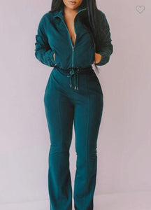 Emerald Cropped Jacket Pant Set